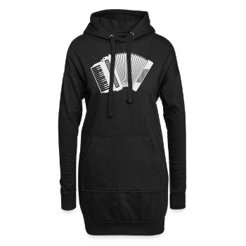 Accordéon - blanc, silhouette, contour - Sweat-shirt à capuche long Femme - noir - Devant