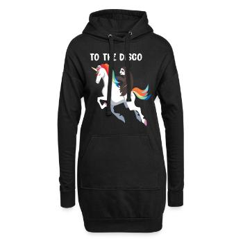 einhorn faultier unicorn sloth to the disco ride - Hoodie-Kleid - Schwarz - Vorne