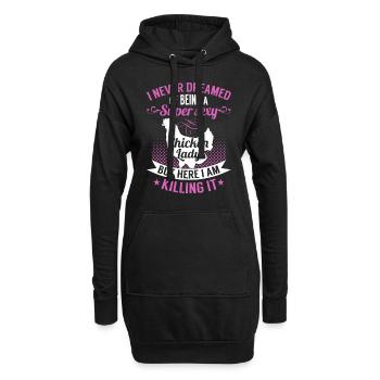 Hühner & Henne Liebe Landwirtin Bäuerin - Hoodie-Kleid - Schwarz - Vorne