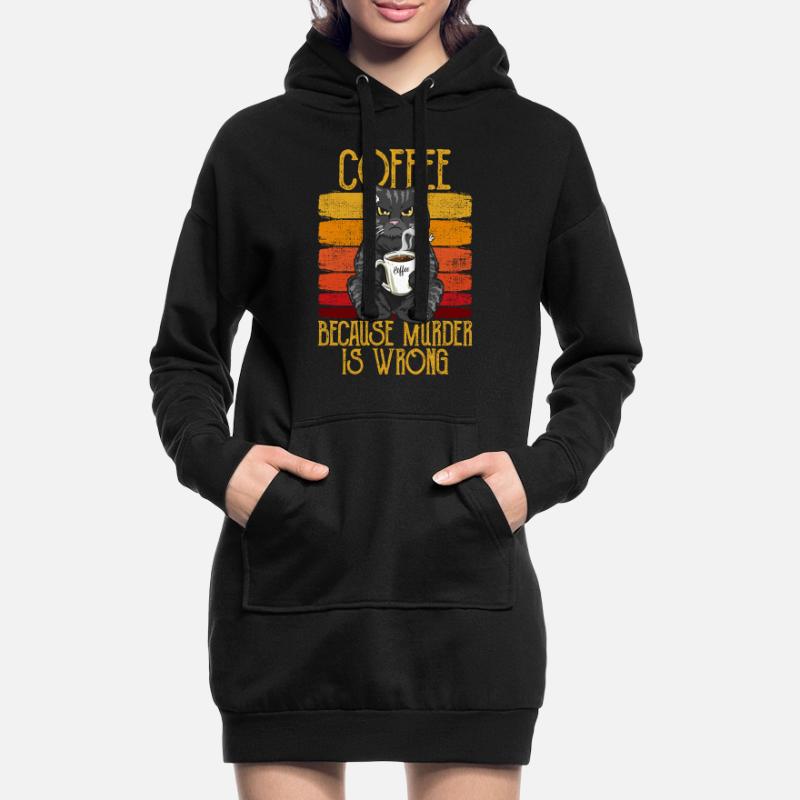 Coffee because Murder is wrong Kaffee Katze retro Hoodie-Kleid