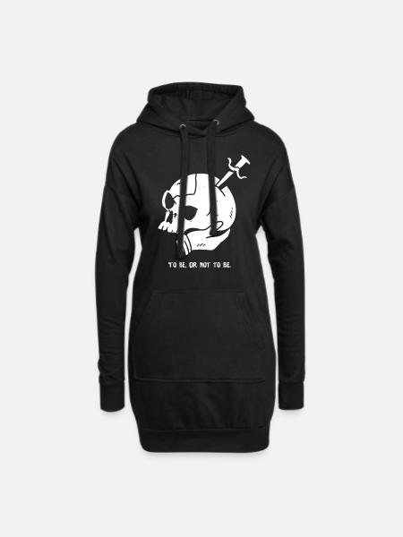 Totenkopf mit Dolch und Hamlet Zitat - Hoodie-Kleid - Schwarz