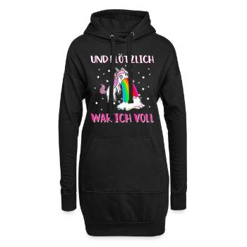 Und plötzlich war ich voll | Kotzendes Einhorn - Hoodie-Kleid - Schwarz - Vorne