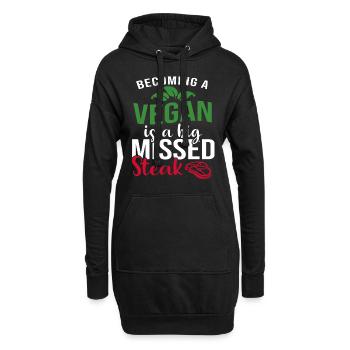 Vegan Veganer werden Spruch lustig - Hoodie-Kleid - Schwarz - Vorne