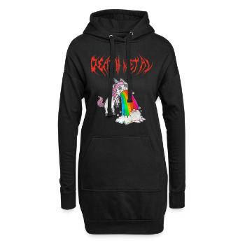 Kotzendes Death Metal Einhorn Rosa - Hoodie-Kleid - Schwarz - Vorne