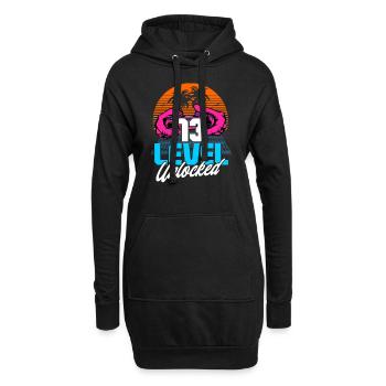 Level 13 Unlocked 13th Birthday Gamer 80s retro - Hoodie Dress - black - Front