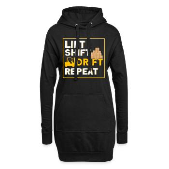 Gabelstaplerfahrer Heben, Schieben, Driften, Wiede - Hoodie-Kleid - Schwarz - Vorne