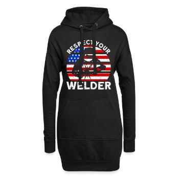 Soudeur SOUDEUR USA Cadeau patriotique - Sweat-shirt à capuche long Femme - noir - Devant