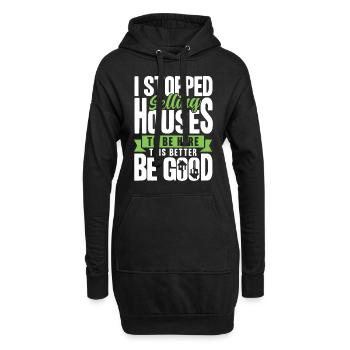 Maison immobilière Vendre Agent immobilier Cadeau - Sweat-shirt à capuche long Femme - noir - Devant