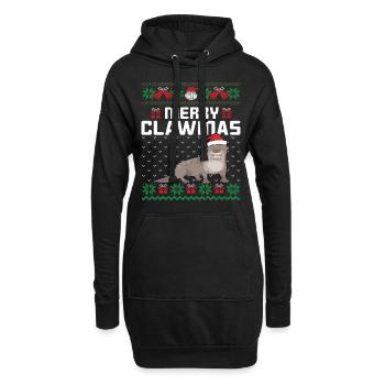 Merry Christmas Biber Outfit - Hoodie-Kleid - Schwarz - Vorne