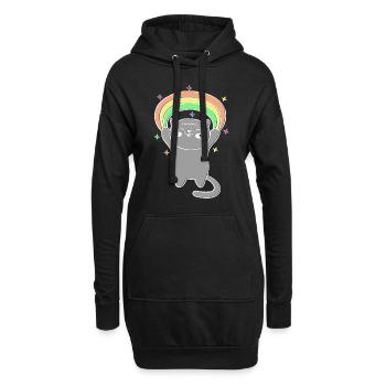 Katzen Regenbogen Weihnachtsoutfit - Hoodie-Kleid - Schwarz - Vorne