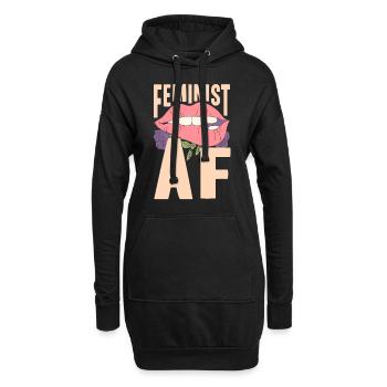 Égalité féministe des genres F - Sweat-shirt à capuche long Femme - noir - Devant