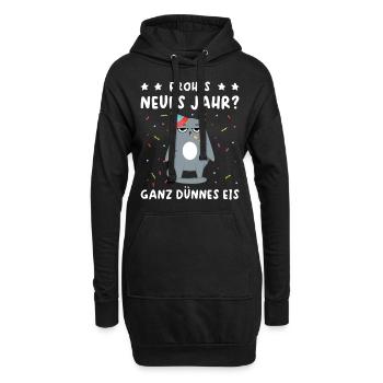 Silvester Frohes Neues Jahr Ganz Dünnes Eis - Hoodie-Kleid - Schwarz - Vorne