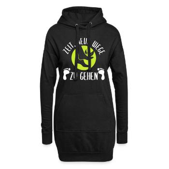 Zeit Neue Wege Zu Gehen - Hoodie-Kleid - Schwarz - Vorne