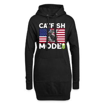 Mode poisson-chat sur cadeau de pêche au poisson-chat - Sweat-shirt à capuche long Femme - noir - Devant