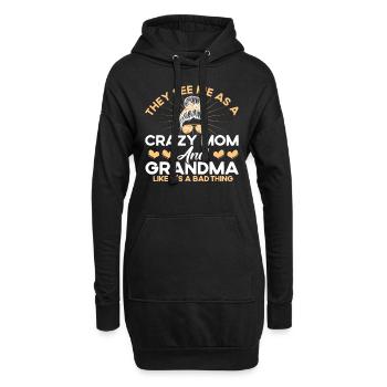Verrückte Mutter und Großmutter Mutter & Großmutte - Hoodie-Kleid - Schwarz - Vorne