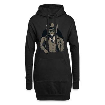 1920er Gangster Katze Anführer einer Katzen Gang - Hoodie-Kleid - Schwarz - Vorne