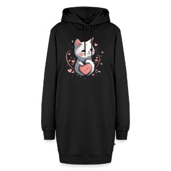 Chat mignon avec cœur pour les amoureux des chats aiment bébé - Sweat-shirt à capuche long Femme - noir - Devant