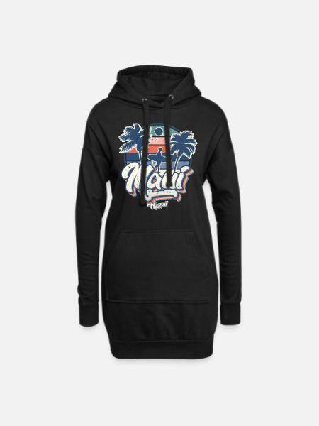 Maui Hawaii Surfen 70er Jahre Strand retro vintage - Hoodie-Kleid - Schwarz