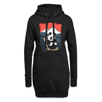Japanische Rote Sonne: Chillender Panda - Hoodie-Kleid - Schwarz - Vorne
