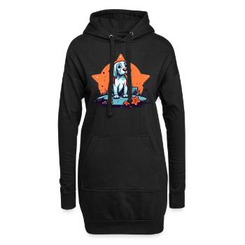 Ein Stern und ein niedlicher Hund auf den Felsen - Hoodie-Kleid - Schwarz - Vorne