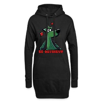 Sei anders: Lustig aussehender Sternen-Hund - Hoodie-Kleid - Schwarz - Vorne