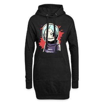 Fille d’anime drôle bizarre - Sweat-shirt à capuche long Femme - noir - Devant