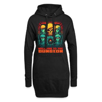 Welcome to the dungeon with skull and friends - Hoodie Dress - black - Front
