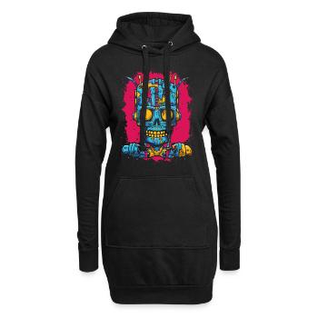 Robot Cyborg Zombie - Sweat-shirt à capuche long Femme - noir - Devant