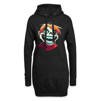 Dessin animé Style Drôle Crazy Zombie Ghoul - Sweat-shirt à capuche long Femme - noir - Devant
