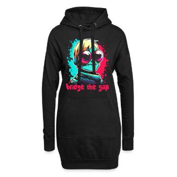 Kybernetisch: Brücke zwischen Frosch und Mensch - Hoodie-Kleid - Schwarz - Vorne