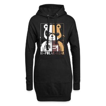 Bipolarer Polar Bär oder Eisbär - Hoodie-Kleid - Schwarz - Vorne