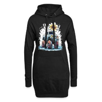 Farb-tropfende Blumen Monstertruck - Hoodie-Kleid - Schwarz - Vorne