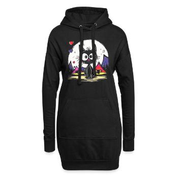 Katzen Urlaub beim Camping - Hoodie-Kleid - Schwarz - Vorne