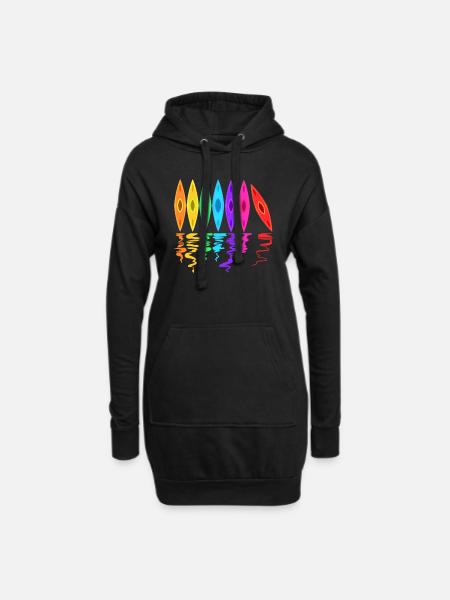 Bunte Kajaks Geschenk für Kajakfahrer Paddel - Hoodie-Kleid - Schwarz
