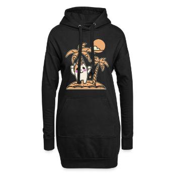 Heureux sur une île déserte - Sweat-shirt à capuche long Femme - noir - Devant