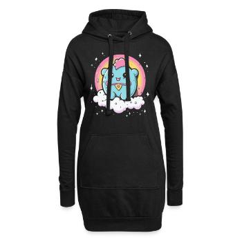 Niedliches Ding mit Regenbogen - Hoodie-Kleid - Schwarz - Vorne