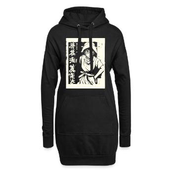 Japanisches Manga Anime Otaku Ninja - Hoodie-Kleid - Schwarz - Vorne