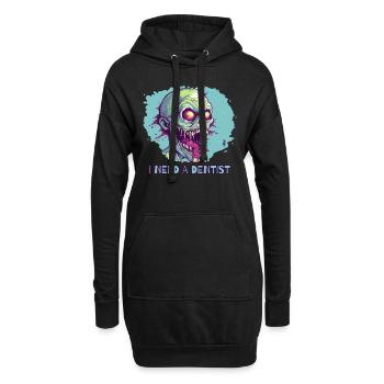 Zombie de mauvaises dents, j’ai besoin d’un dentiste - Sweat-shirt à capuche long Femme - noir - Devant