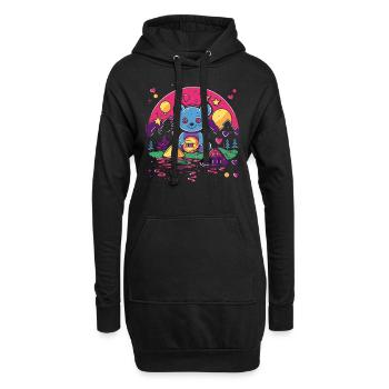 Un ours en peluche au pays des merveilles de l’amour - Sweat-shirt à capuche long Femme - noir - Devant