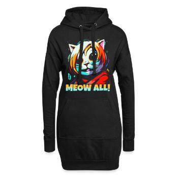 Miau Alle! Lustige bunte Katze - Hoodie-Kleid - Schwarz - Vorne
