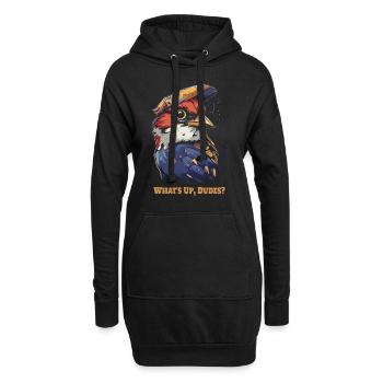 Cooler Vogel mit Style: Was geht ab, Jungs? - Hoodie-Kleid - Schwarz - Vorne