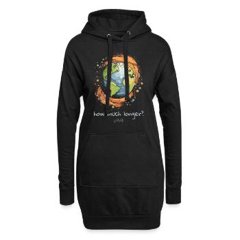 Wie viel länger, Nachhaltigkeit Erde - Hoodie-Kleid - Schwarz - Vorne