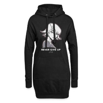 Niemals aufgeben, Anime Manga Cartoon Frau - Hoodie-Kleid - Schwarz - Vorne