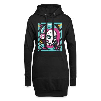 Weltraum: Anime Manga Kunst Astronauten Mädchen - Hoodie-Kleid - Schwarz - Vorne
