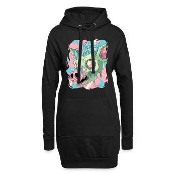 Psychedelic Acid Pig - Hoodie Dress - black - Front