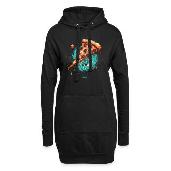 Pizza Galaxie - Sweat-shirt à capuche long Femme - noir - Devant