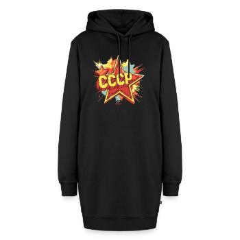 CCCP: Sowjetische kommunistische Parodie - Hoodie-Kleid - Schwarz - Vorne - AI Model Female 172 light (172cm)