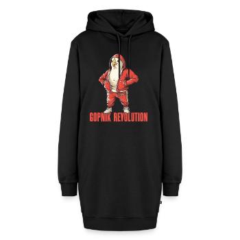 Parodie: Kommunistische Taube Gopnik Kameraden - Hoodie-Kleid - Schwarz - Vorne - AI Model Female 172 light (172cm)