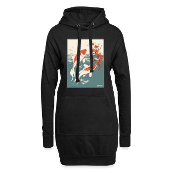 Parodie japanisches Werbeplakat Koi-Fisch - Hoodie-Kleid - Schwarz - Vorne