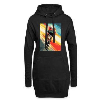 Art moderne Rayures colorées et rues Cyclisme - Sweat-shirt à capuche long Femme - noir - Devant
